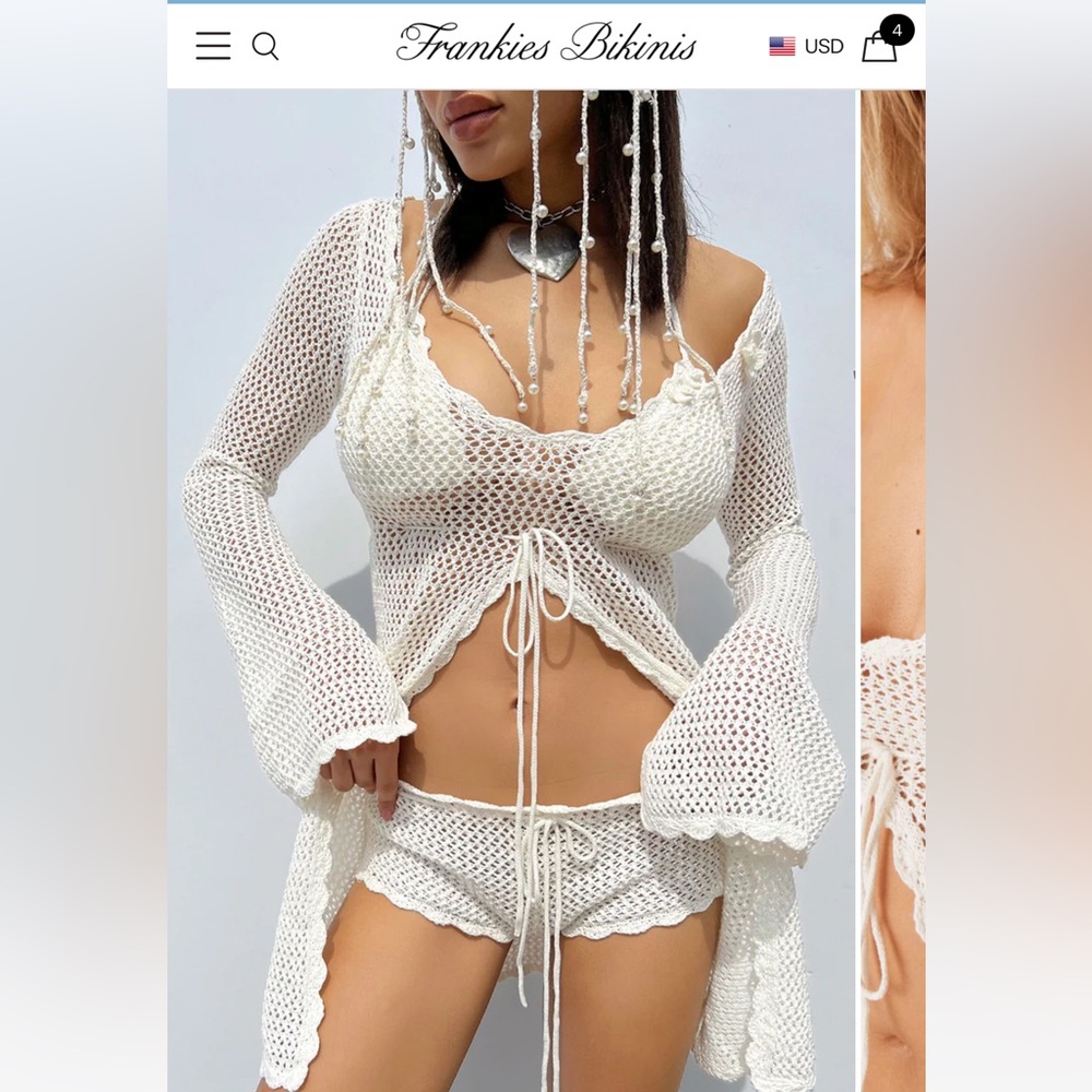 Frankies Bikinis Colette crochet tunic and shorts